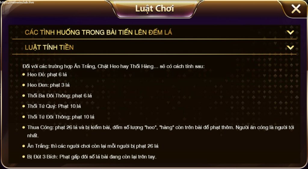 Luật tính tiền Tiến lên dành cho anh em game thủ